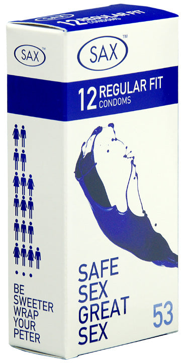 Sax Regular 12 Condoms - Display Box of 6 Packs