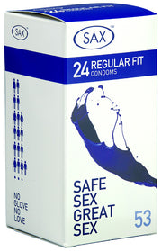 Sax  Regular 24 Condoms Display Box of 3 Packs