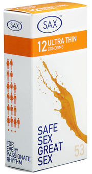 Sax Ultra Thin 12 Condoms - Display Box of 6 Packs