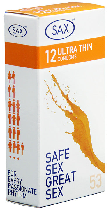 Sax Ultra Thin 12 Condoms - Display Box of 6 Packs