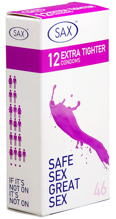 Sax Extra Tighter Fit 12 Condoms Shelf Pack