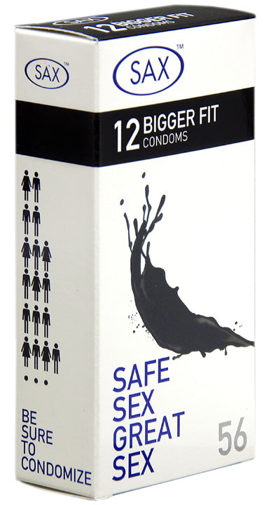 Sax Bigger Fit 12 Condoms Display Box of 6 Packs