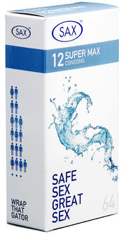 Sax Super Max Fit 12 Condoms Display Box of 6 Packs