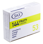 Sax Fruity Flavoured Condoms 53mm -  Box of 144 - Strawberry Orange Lemon Apple