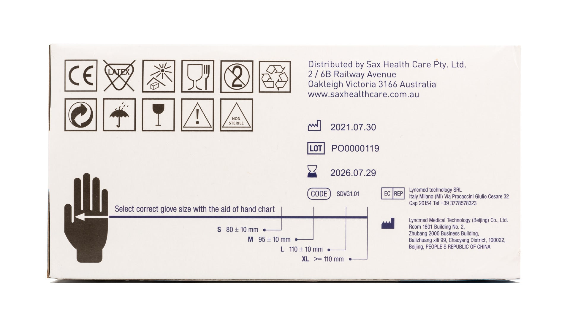 Sax  Disposable Vinyl Gloves - Extra Large Size - Box of 100
