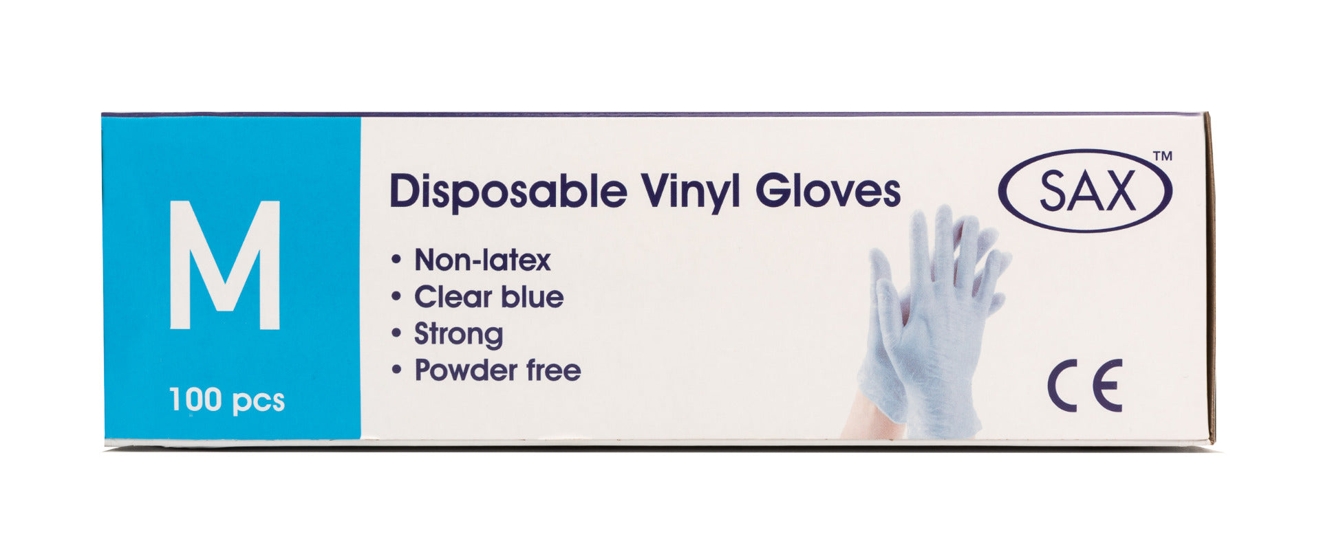 Sax Disposable Vinyl Gloves - Medium Size - Box of 100