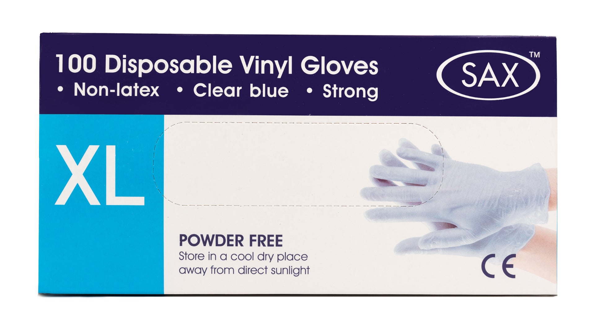 Sax  Disposable Vinyl Gloves - Extra Large Size - Box of 100
