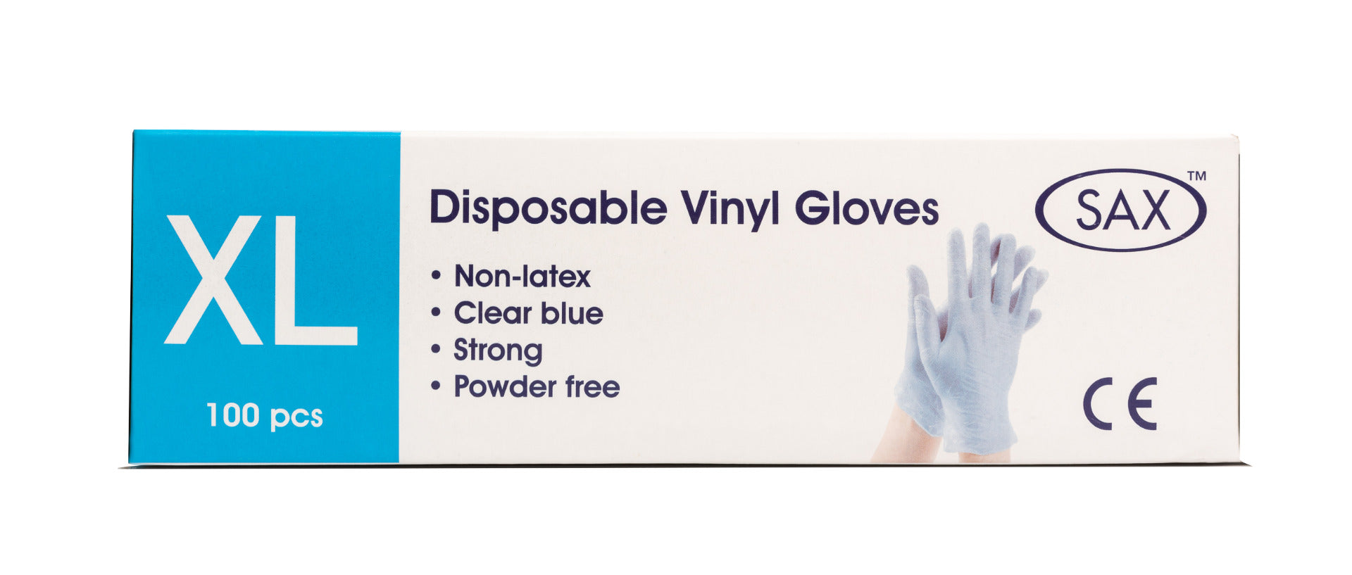 Sax  Disposable Vinyl Gloves - Extra Large Size - Box of 100